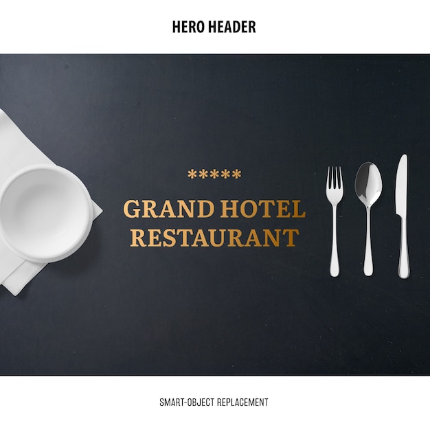 Kostenlose PSD header restaurant mockup.