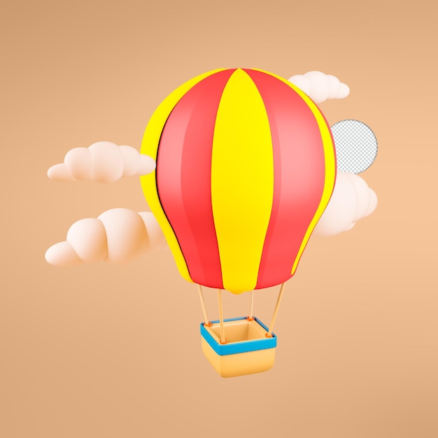 Heißluftballon-Symbol isolierte 3D-Render-Illustration