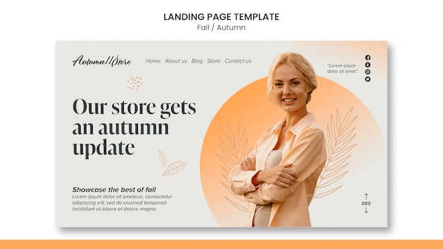 Herbst-herbst-vorlagendesign der landingpage