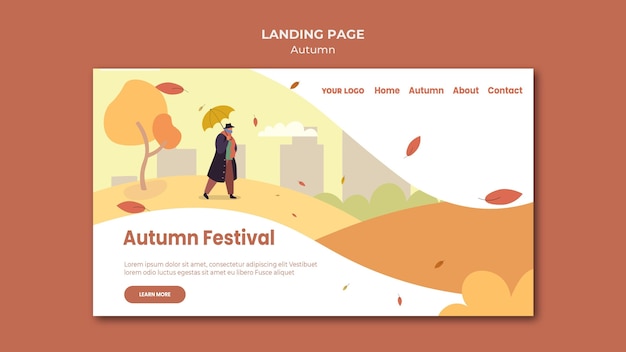 Kostenlose PSD herbst konzept konzept landing page vorlage