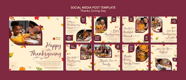 Herbstliche Thanksgiving-Social-Media-Posts-Sammlung