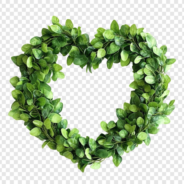 Kostenlose PSD herzförmiger kränz aus grün - ein symbol für liebe und natur