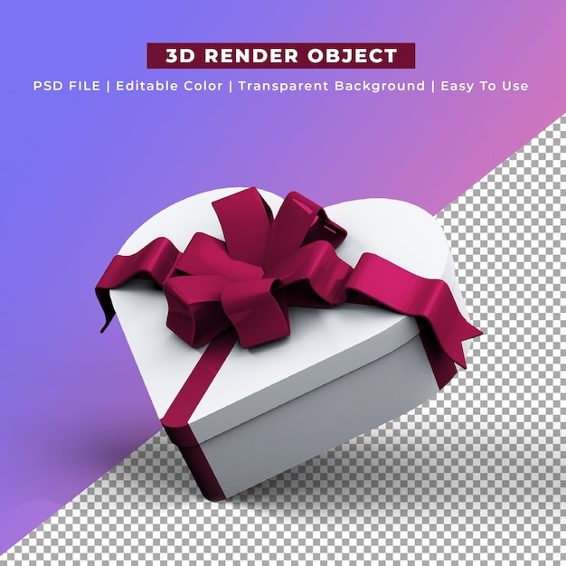Kostenlose PSD herzform geschenkbox 3d rendern