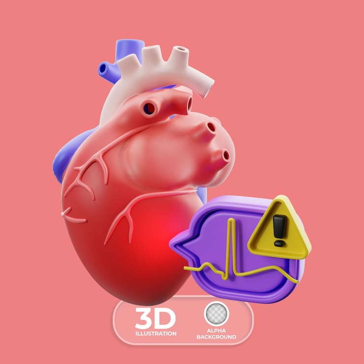 Kostenlose PSD herzkrankheit herzrhythmusstörungen 3d-bild
