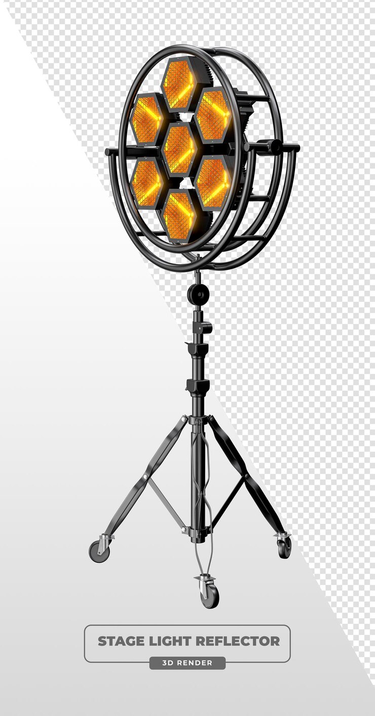 Kostenlose PSD hexagonales honigstock-led-licht auf verstellbarem stativ 3d-render