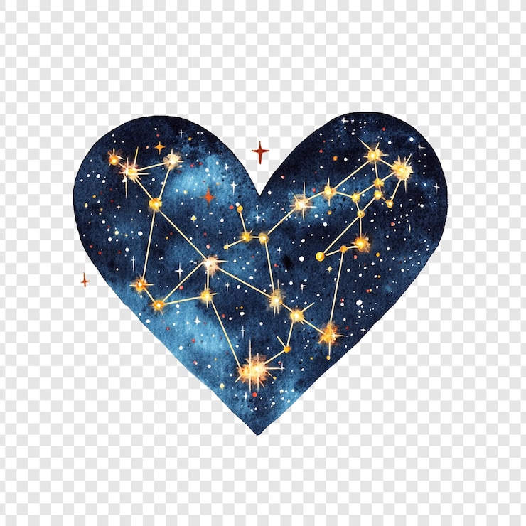 Kostenlose PSD himmlisches herz ein aquarellkonstellation liebe