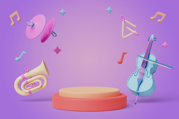 Hintergrund für den Verkauf von Musikinstrumenten auf dem Podium