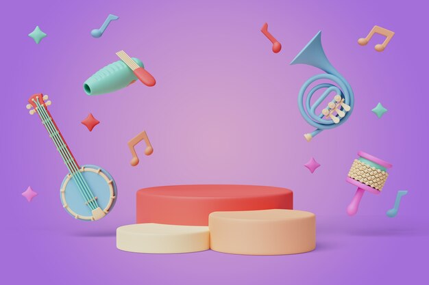Hintergrund für den Verkauf von Musikinstrumenten auf dem Podium