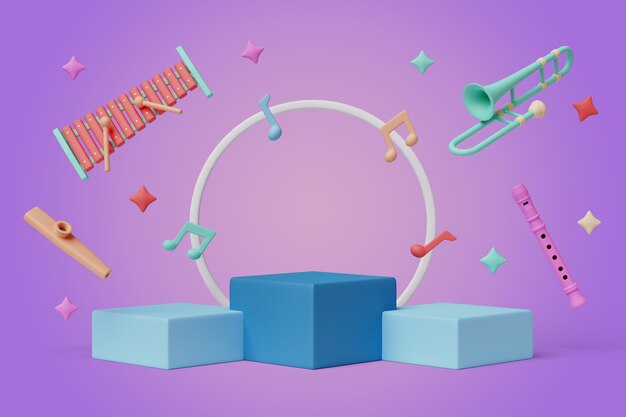 Hintergrund für den Verkauf von Musikinstrumenten auf dem Podium