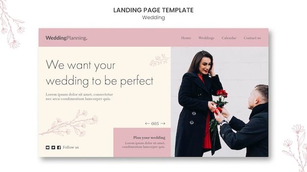 Kostenlose PSD hochzeit landing page