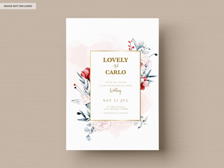 Kostenlose PSD hochzeitseinladung mit pfingstrosen blumenrahmen aquarell