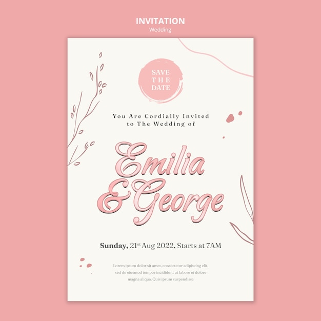 Kostenlose PSD hochzeitseinladung template design