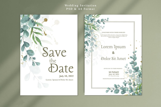 Hochzeitseinladungsvorlage mit eukalyptus