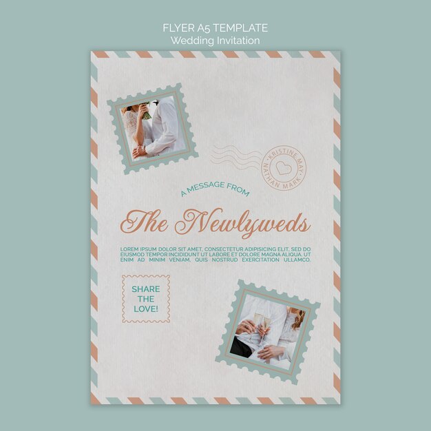 Hochzeitspostkarte flyer a5 vorlage