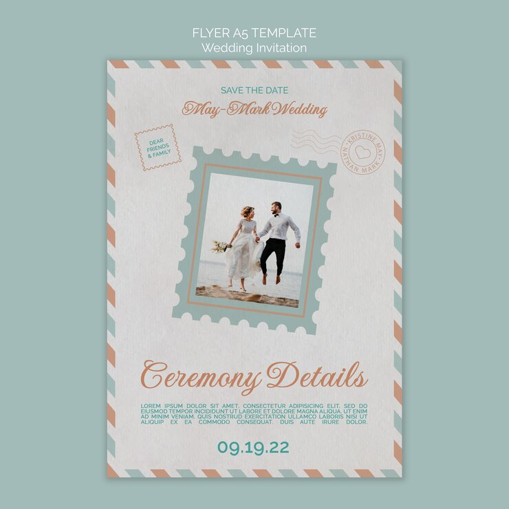 Kostenlose PSD hochzeitspostkarte flyer a5 vorlage