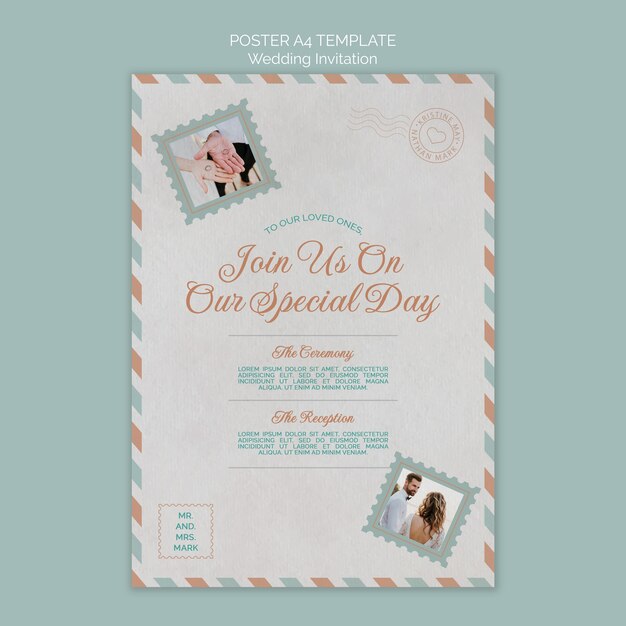 Hochzeitspostkarte Poster a4 Vorlage