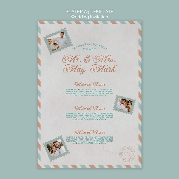 Hochzeitspostkarte poster a4 vorlage