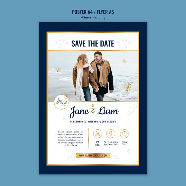 Hochzeitsvorlage im flachen Design