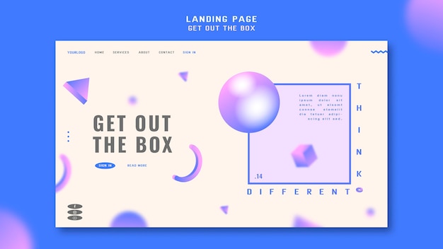 Kostenlose PSD holen sie sich die box landing page vorlage