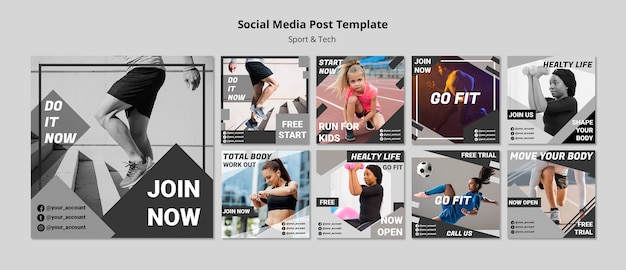 Holen Sie sich fit Social Media Beitragsvorlage