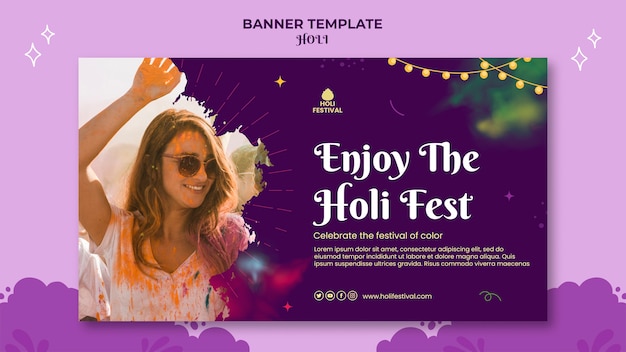 Kostenlose PSD holi-festival-banner-vorlage