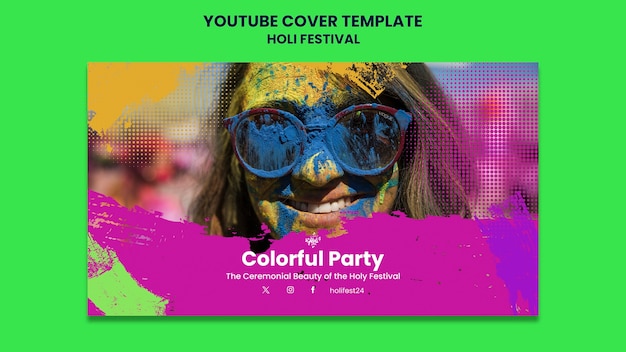 Kostenlose PSD holi-festival-cover-vorlage für youtube