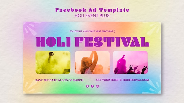 Kostenlose PSD holi-festival-vorlage mit farbverlauf
