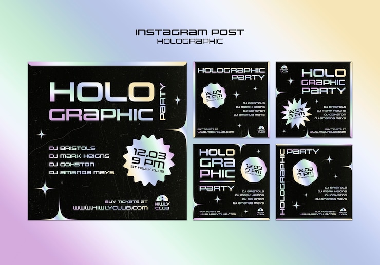 Kostenlose PSD holografische vorlage im flachen design