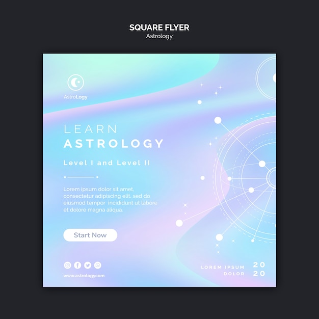 Kostenlose PSD holographisch lernen astrologie quadrat flyer