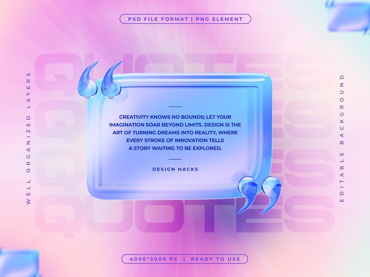 Kostenlose PSD holographischer zitattext für social-media-banner-design-vorlage