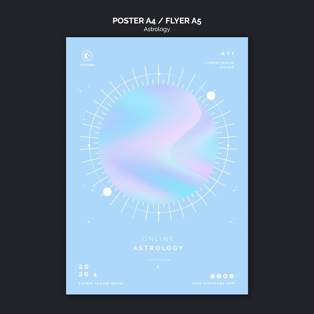 Kostenlose PSD holographisches design des astrologieflyers