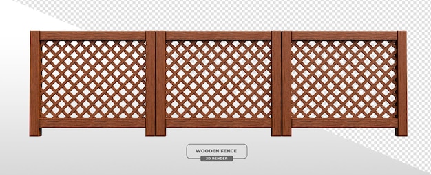 Holzzaun mit Holzgitter für die Außendekoration im Garten, 3D-Rendering
