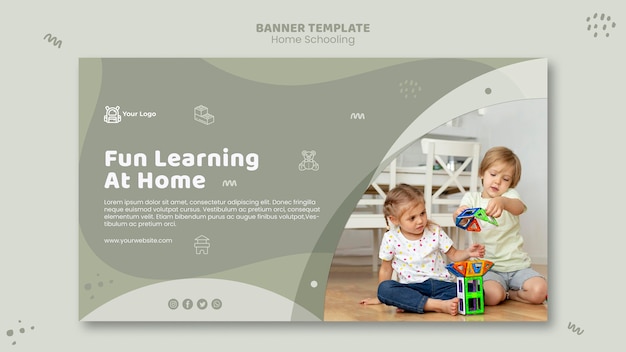 Kostenlose PSD home schooling banner vorlage