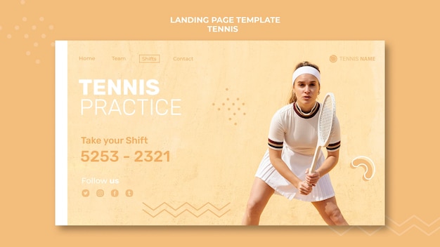 Kostenlose PSD homepage-vorlage für tennisübungen