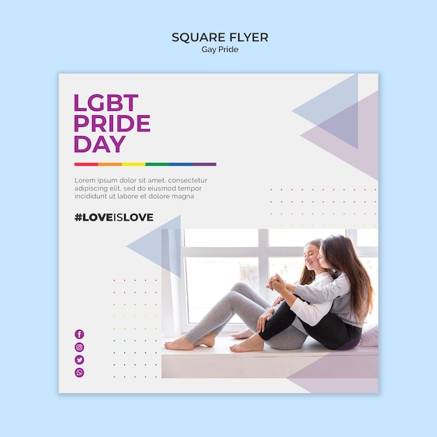 Kostenlose PSD homosexuell stolz quadratischen flyer-stil