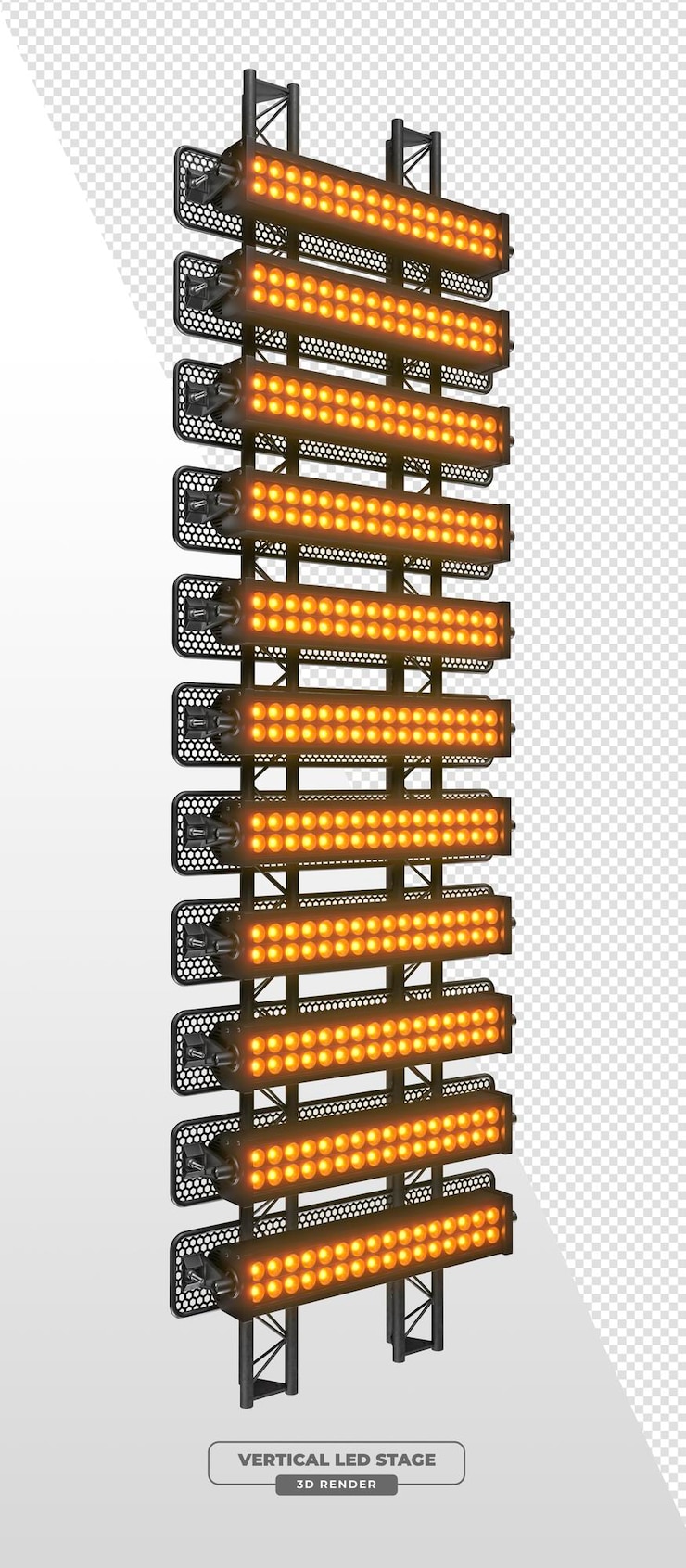 Kostenlose PSD horizontale anordnung von led-bühnenscheinwerfern für konzertbeleuchtung, 3d-rendering