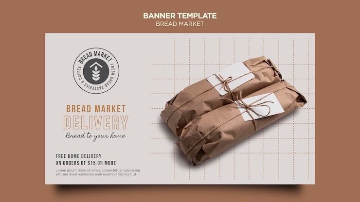 Kostenlose PSD horizontale banner-vorlage des brotmarktes