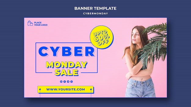 Kostenlose PSD horizontale banner-vorlage für cyber-montag-shopping