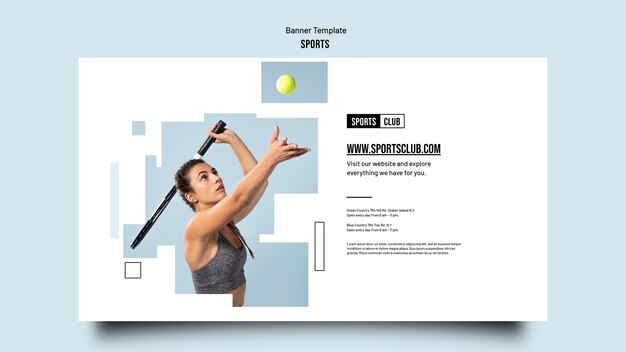 Horizontale Banner-Vorlage für das Sporttraining mit geometrischen Ausschnittformen