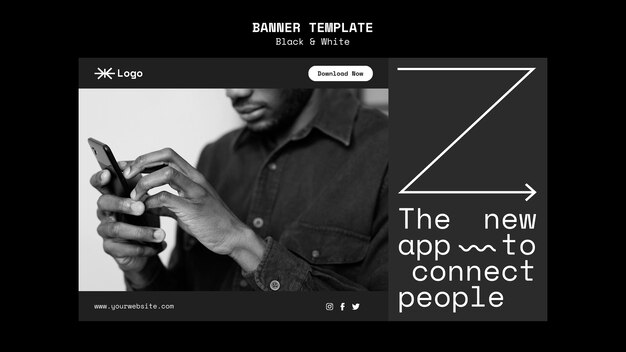 Horizontale Banner-Vorlage für die Verbindung von Personen-App