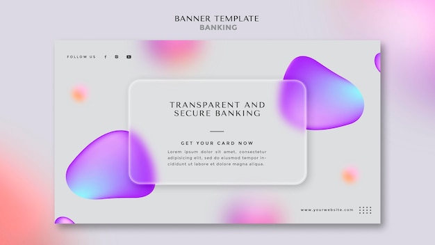 Kostenlose PSD horizontale banner-vorlage für transparentes und sicheres banking