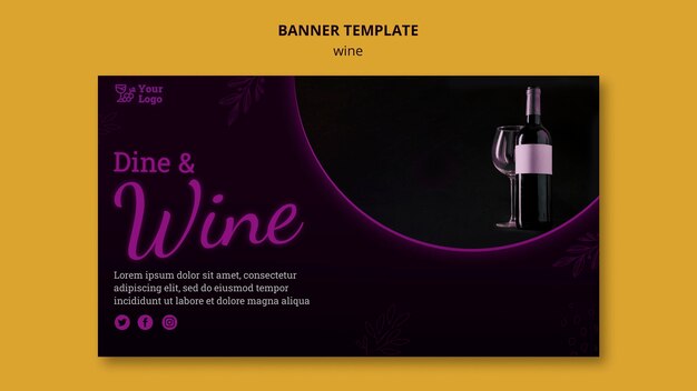 Horizontale Banner-Vorlage für Weinwerbung