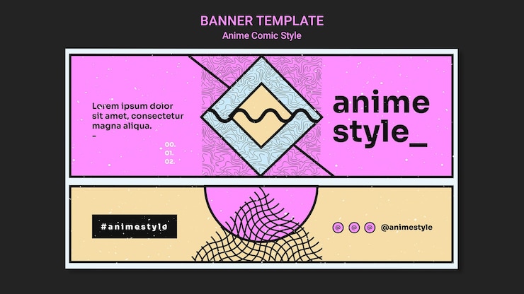 Kostenlose PSD horizontale banner-vorlage im anime-comic-stil