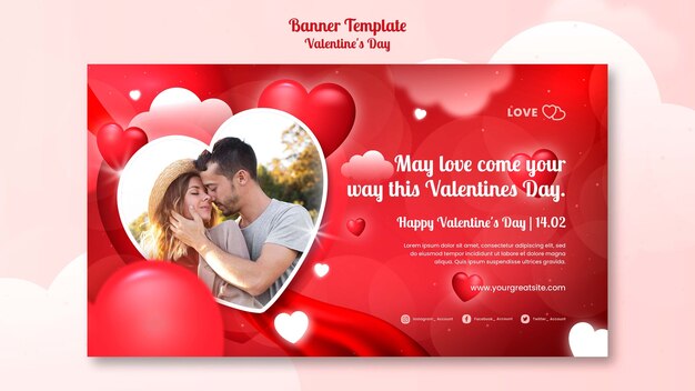 Horizontale Banner-Vorlage zum Valentinstag