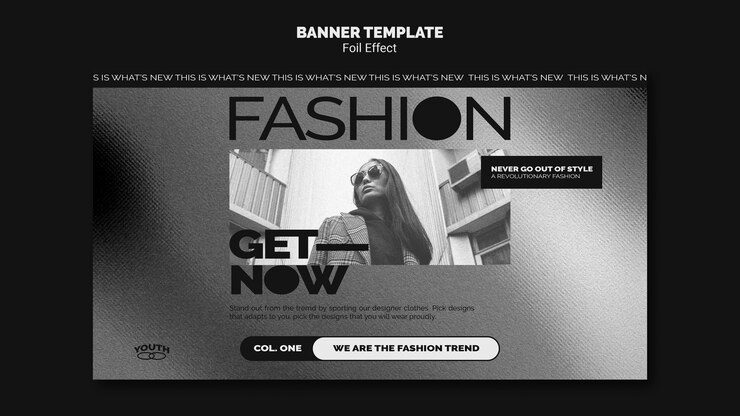 Kostenlose PSD horizontale bannerschablone für mode mit folieneffekt