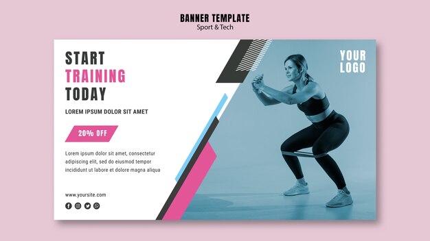 Horizontale Bannerschablone für Sport und Fitness