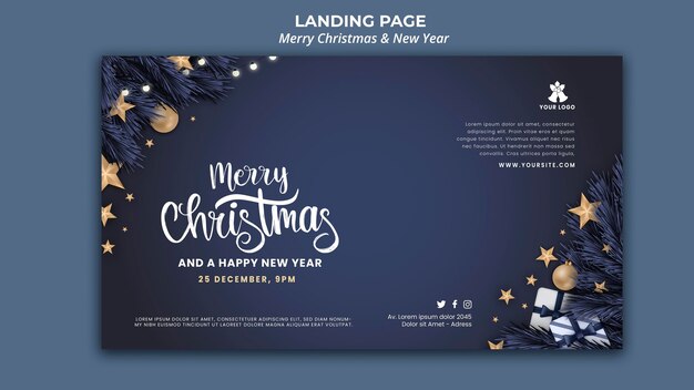 Horizontale Bannerschablone für Weihnachten und Neujahr