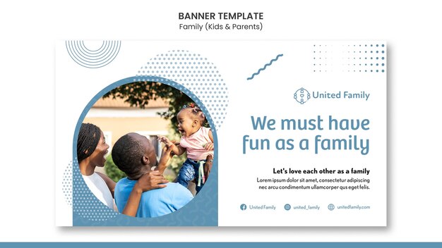 Horizontale Bannerschablone mit Familie und Kindern