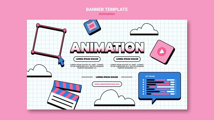Kostenlose PSD horizontale bannervorlage für computeranimation