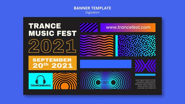 Horizontale Bannervorlage für das Trance-Musikfest 2021 2021